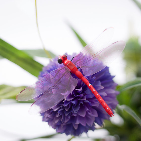 Cross-border 12CM Simulation Dragonfly Magnetic Refrigerator Sticker Pin Curtain Decoration Creative Home Simulation Dragonfly Insert Rod