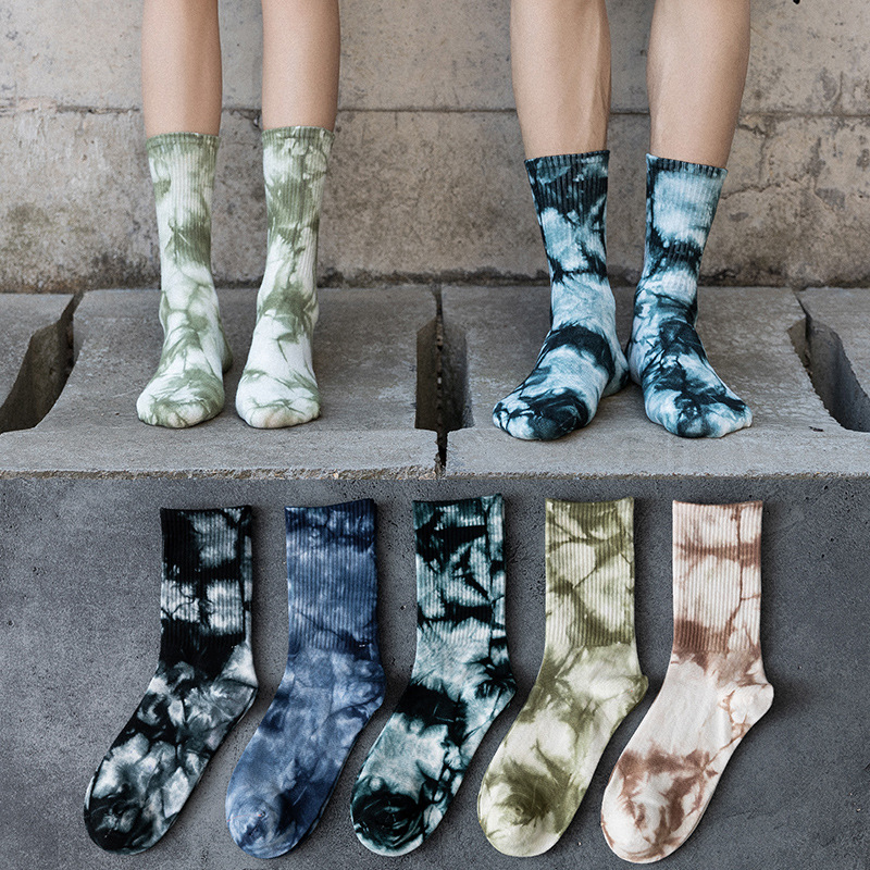 132 tie-dyed long cotton socks couple Street ins Street socks hip hop sports high fashion socks