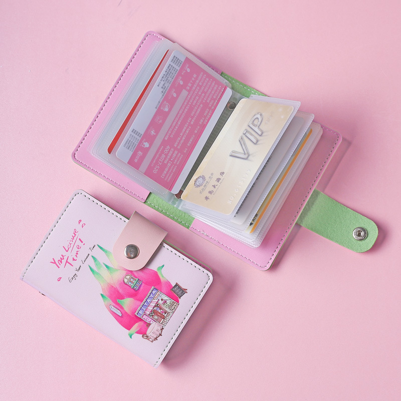 Cartoon card holder women's wholesale Korean-style large-capacity multi-card PU leather coin purse card holder anti-degaussing buckle card holder
