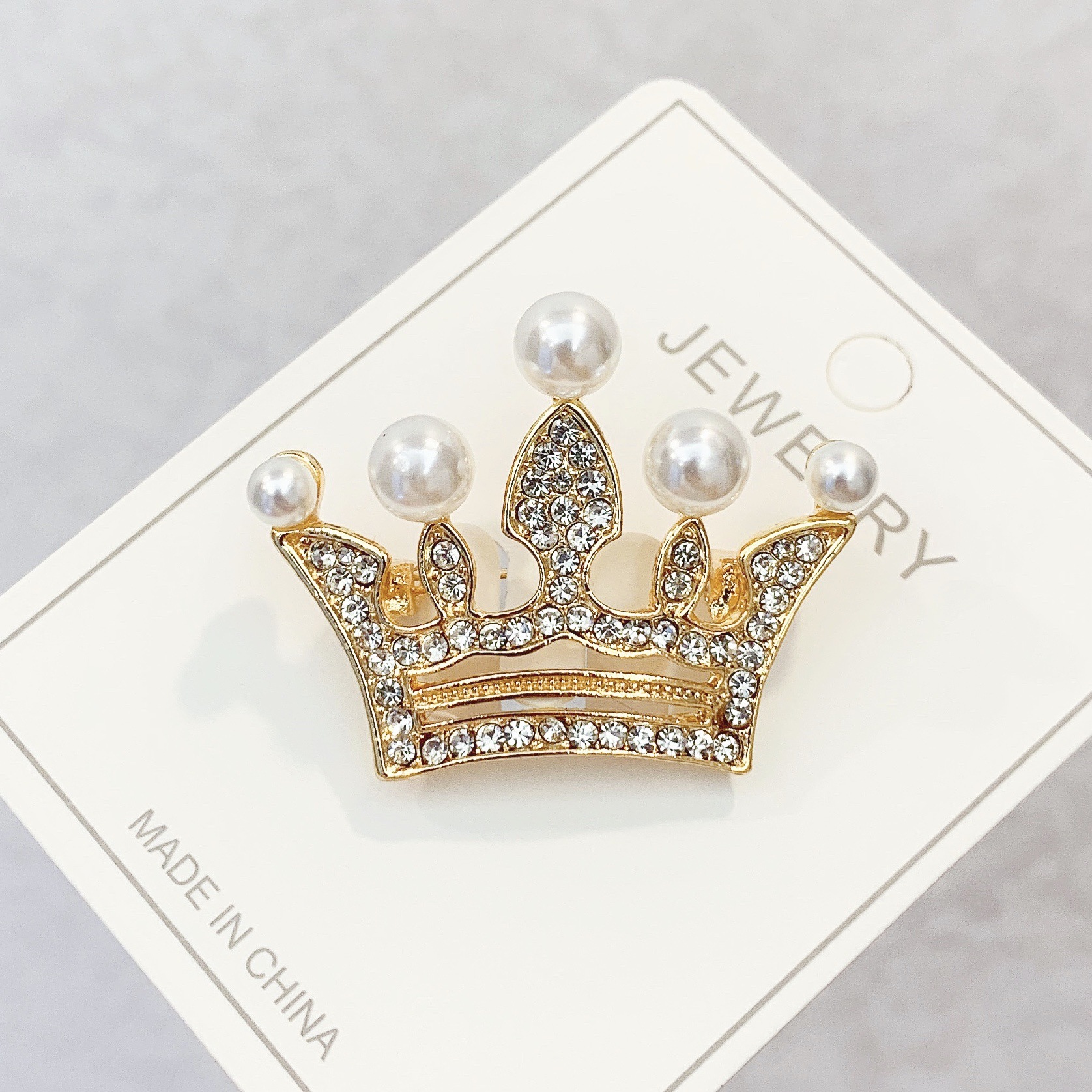 Korean-style alloy rhinestone crown brooch high-end suit professional clothing accessories anti-stray pin corsage