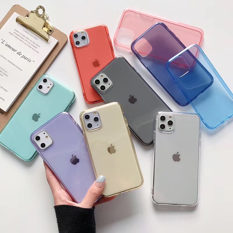 適用iPhone15promax透明彩色軟殼14蘋果13PRO防摔軟邊11手機殼7/8