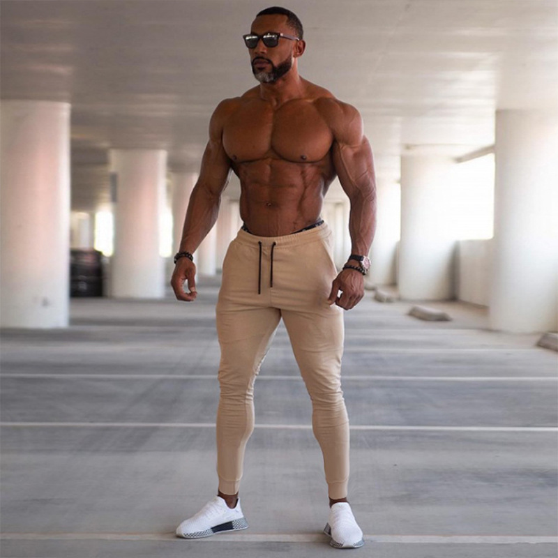 Узкие штаны для фитнеса Muscle Boy, эластичные брюки, мужские осенние тонкие штаны для бега