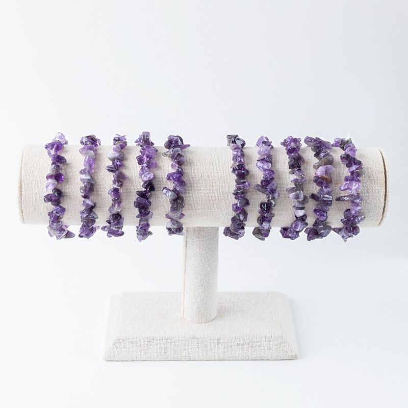 AliExpress cross-border hot sale natural crystal mixed gravel bracelet women's Amethyst pink crystal bracelet factory supply
