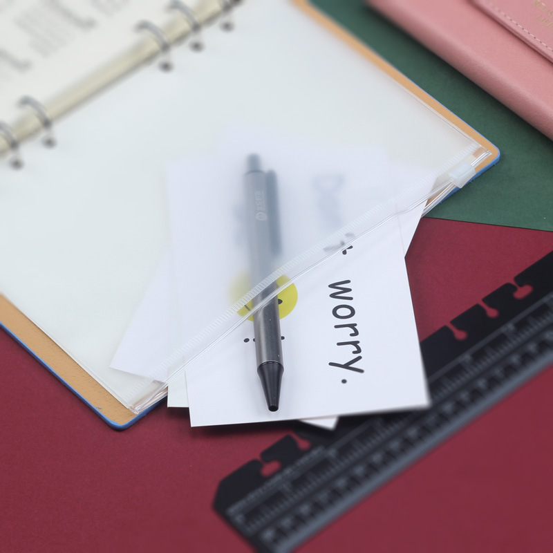 Notebook super thick A5A6b5 ticket bag business card zipper bag loose-leaf slide bag PVC zipper bag storage bag
