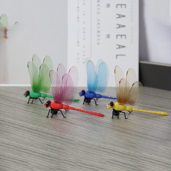 Cross-border 12CM Simulation Dragonfly Magnetic Refrigerator Sticker Pin Curtain Decoration Creative Home Simulation Dragonfly Insert Rod
