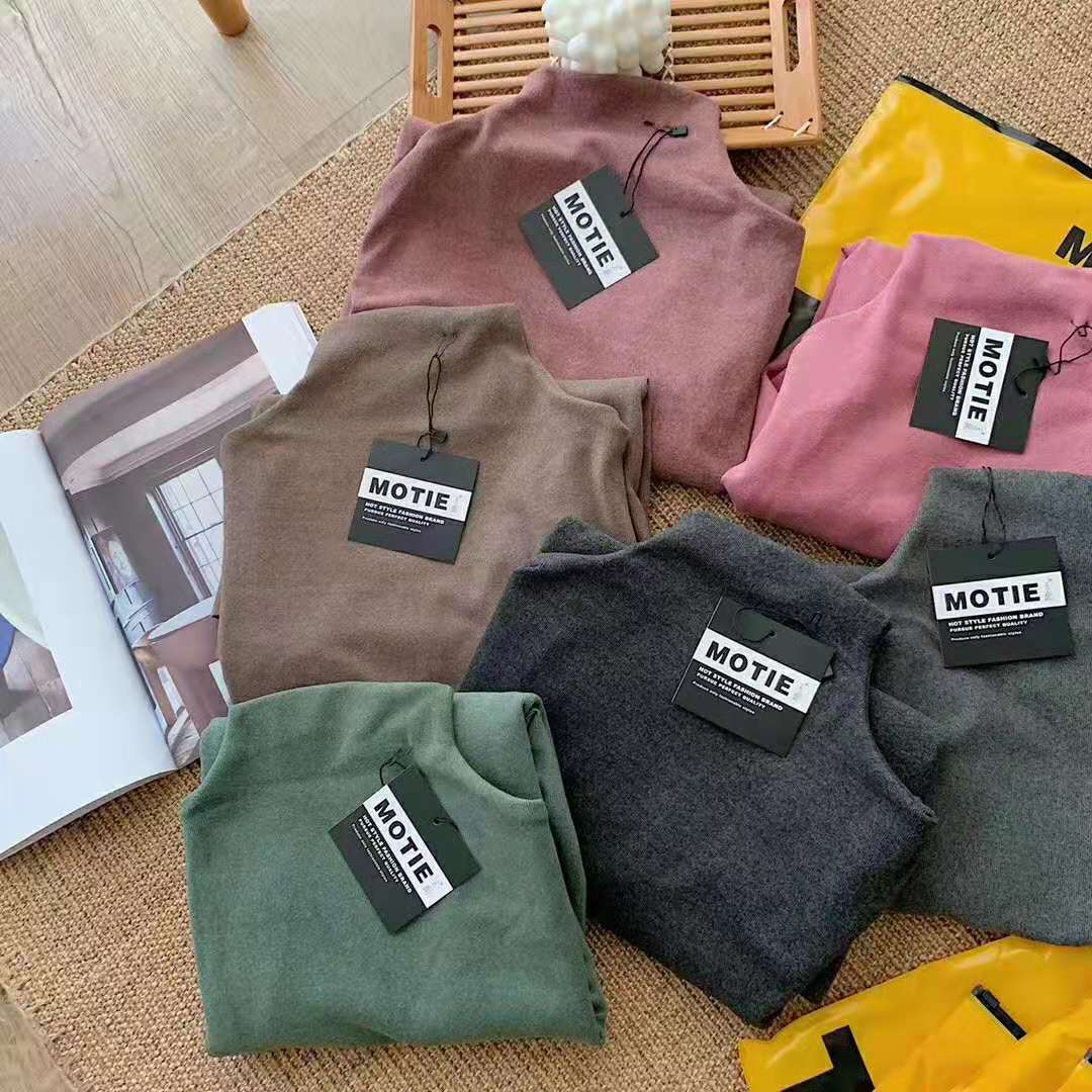 MOTIE cationic bottoming shirt 2023 autumn and winter half high collar Korean version of warm elastic sweater casual wholesale