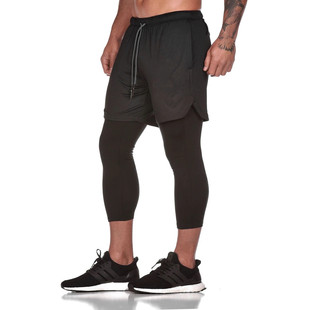 2021 Cross-border Foreign Trade Men's Speed Training Dry Fitness Long Double-layer Towel Tight Compression Jogging Sports Pants
