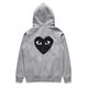 Japanese fashion brand play men's and women's lovers hooded sweater small black heart embroidery autumn and winter long sleeve plus velvet sweater