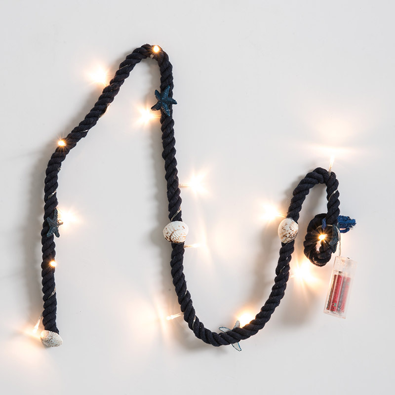 LED Christmas Holiday Light String Ocean Wind Shell Starfish Cotton Rope Decorative Lights Bedroom Dining Room Lights Battery Lights