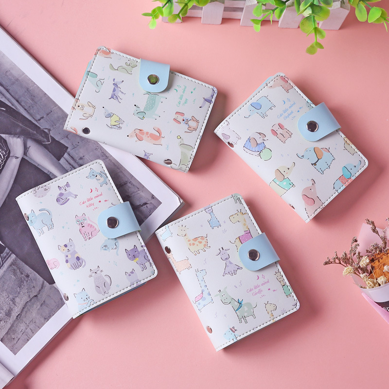 Cartoon card holder women's wholesale Korean-style large-capacity multi-card PU leather coin purse card holder anti-degaussing buckle card holder