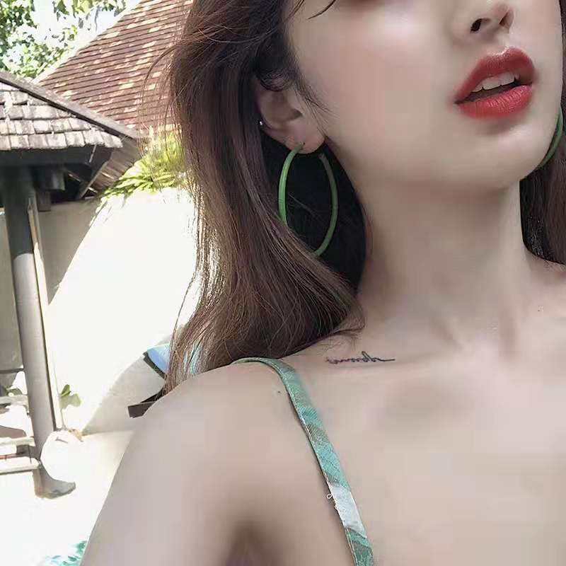 European and American Exaggerated Ear Rings Candy-colored Rubber Feel Large Circle Earrings Temperament All-match Earrings Female Manufacturers Batch