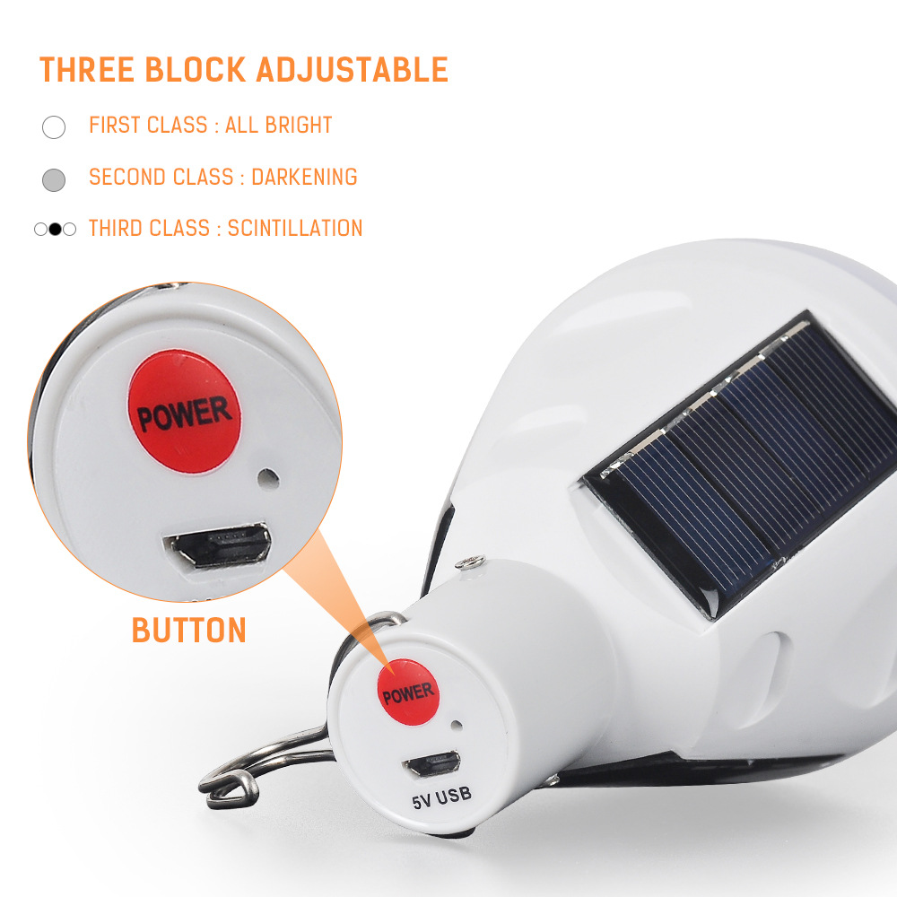 5V太阳能充电应急照明LED球泡灯户外露营夜市神器灯泡LED一件代发