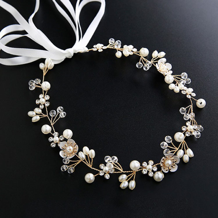 European and American Hot Selling Bridal Jewelry Beautiful Flower Handmade Beaded Headband Headband Wedding Dress Headwear Hair Accessories