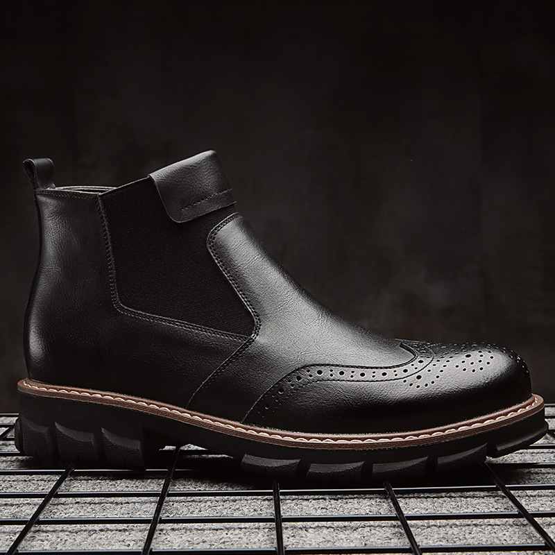 Velvet Martin Boots Men's 2019 New Men's Casual Warm Cotton Boots Fashion Trend Chelsea Boots Genuine Leather Boots
