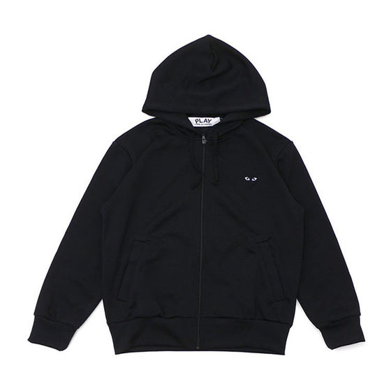 Japanese fashion brand play men's and women's lovers hooded sweater small black heart embroidery autumn and winter long sleeve plus velvet sweater
