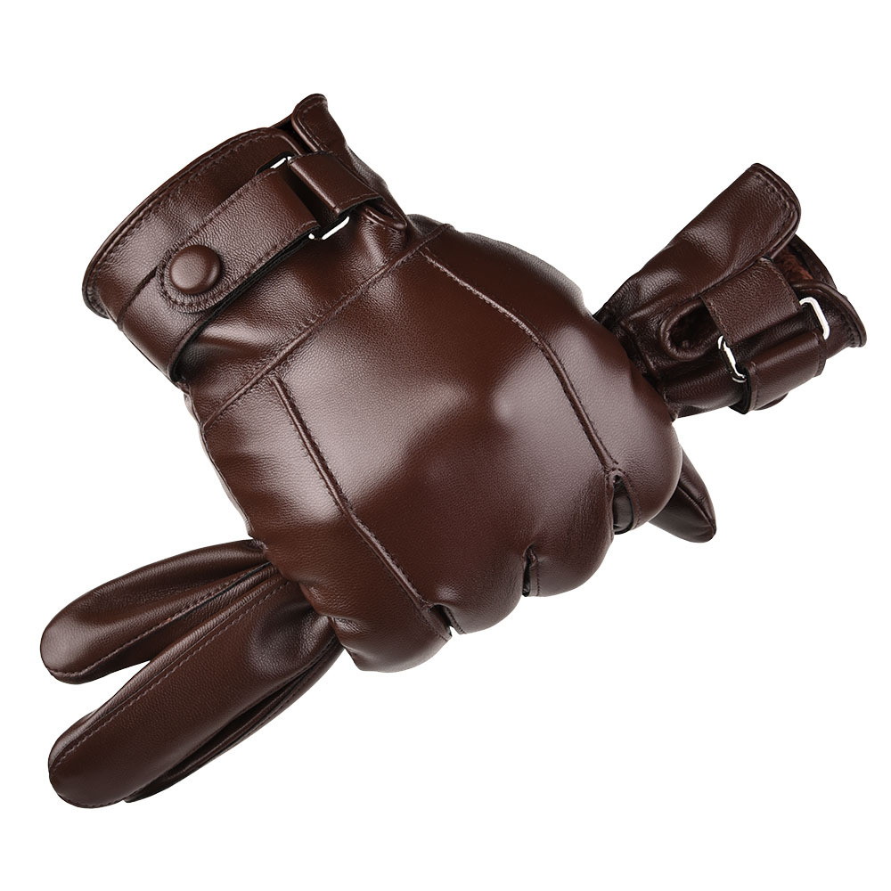 Cross-border new PU gloves men's autumn and winter PU touch screen warm riding business casual Korean washed leather gloves