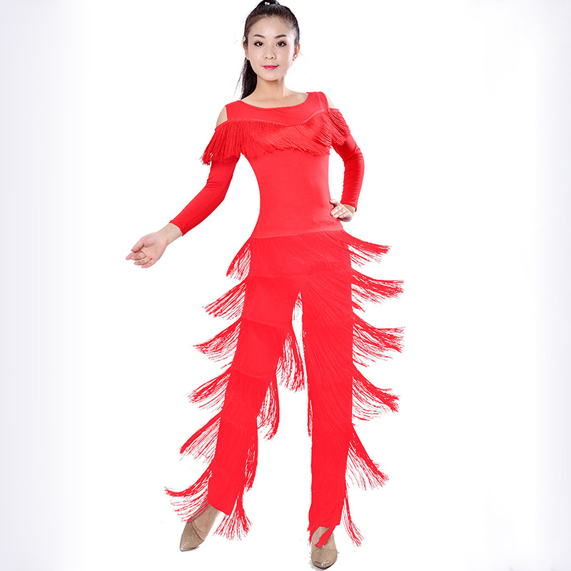 Female Adult Latin Dance Pants Tassel Children's Pants Square Dance Costume Modern Skirt Pants Dance Dance Pants Trousers