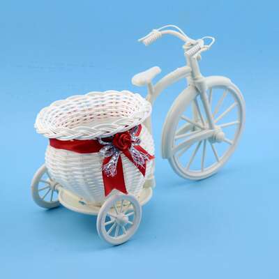 Hand-woven large tricycle flower basket gift decoration car basket confused doll toy basket