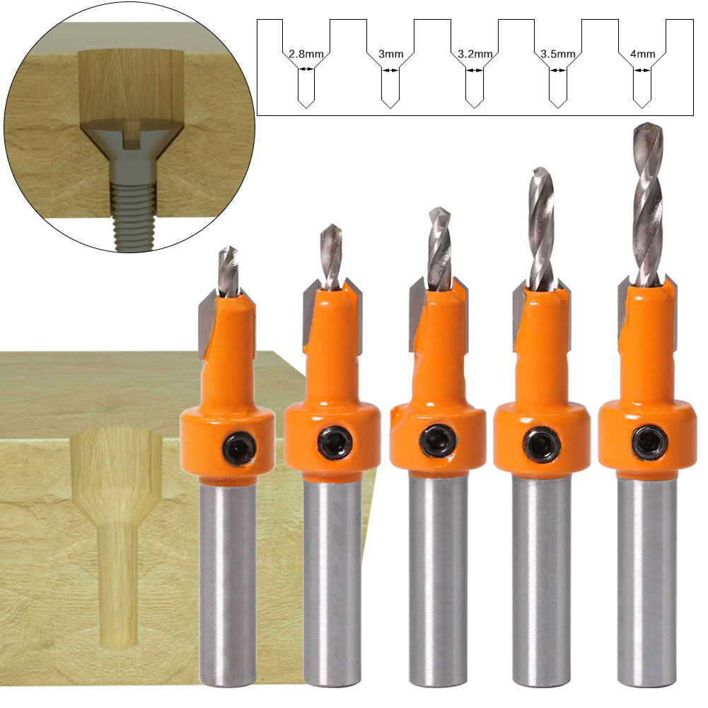 Woodworking countersunk hole drill taper hole drill alloy head screw step drill wood self-tapping screw installation step drill