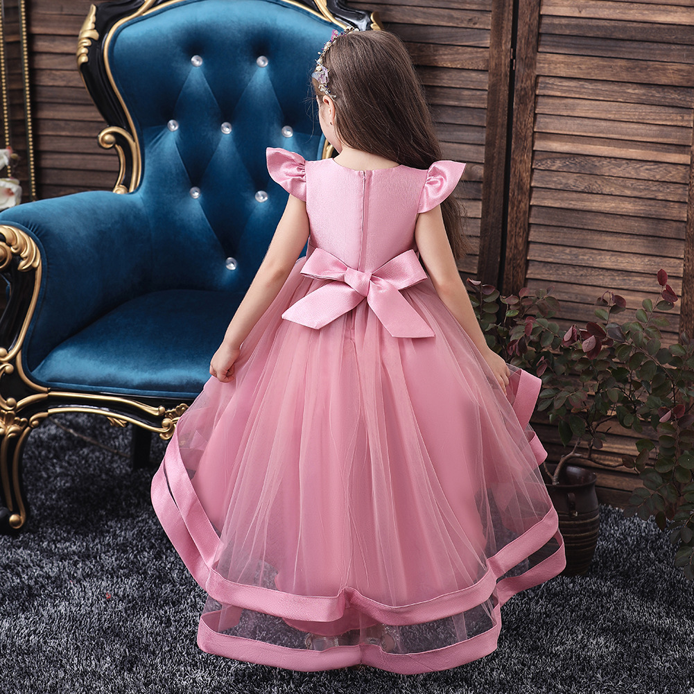 Jin Luoer Hot Selling Children's Wedding Dress Catwalk Performance Dress Girl's Tail Princess Dress Christmas Dress Red