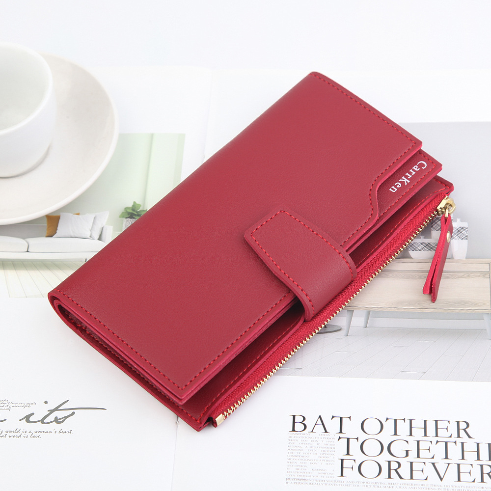 女士錢包長款拉鏈皮夾wallet women手拿包purse女式三折錢夾皮包
