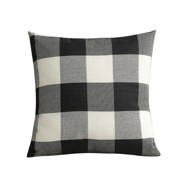 Amazon Explosive Pillow Case Linen Geometric Black and White Plaid Pillow Gift Cushion Cover Pillow Case Pillow Case