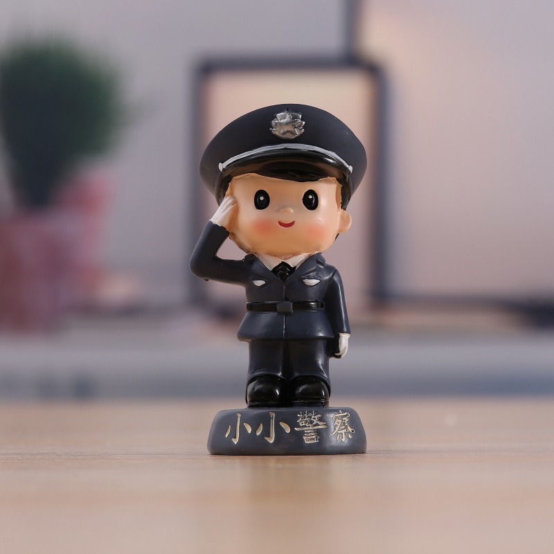 Creative Mini Police Doll Model Doll Handmade Car Decoration Cake Baking Decorations Holiday Gift