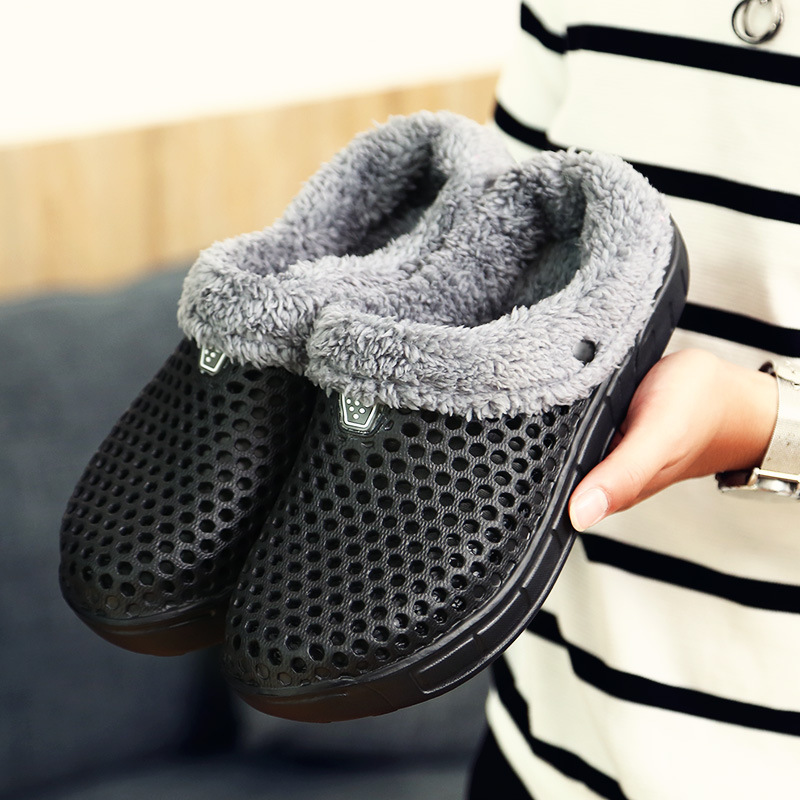 Large size 45 new style plus velvet cotton slippers thick-soled bag with couple style set of foot clogs Bird's Nest household cotton shoes for men
