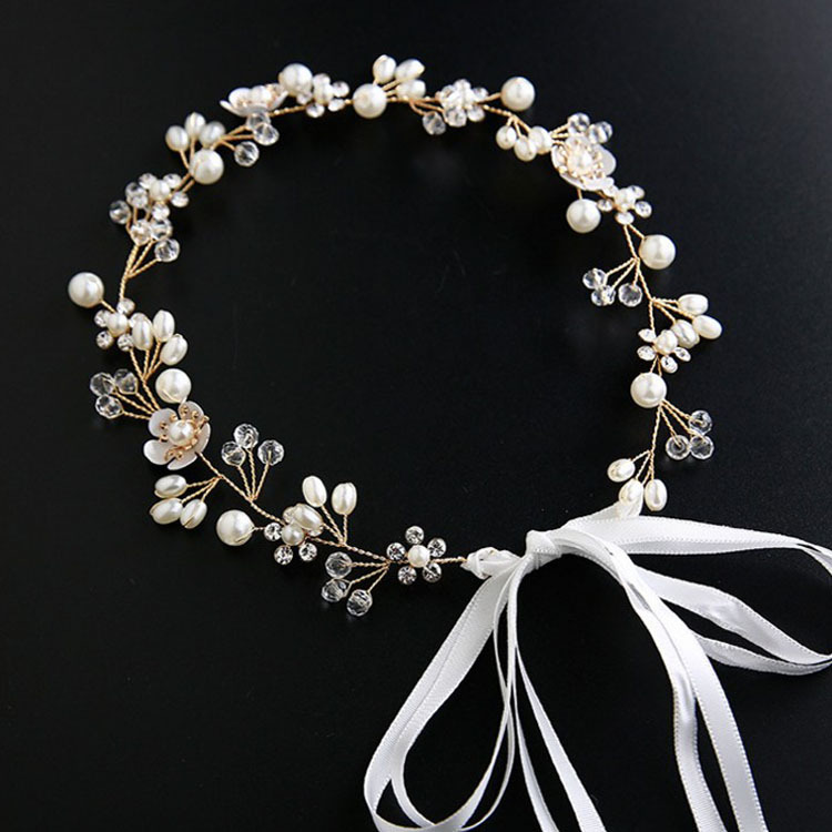 European and American Hot Selling Bridal Jewelry Beautiful Flower Handmade Beaded Headband Headband Wedding Dress Headwear Hair Accessories