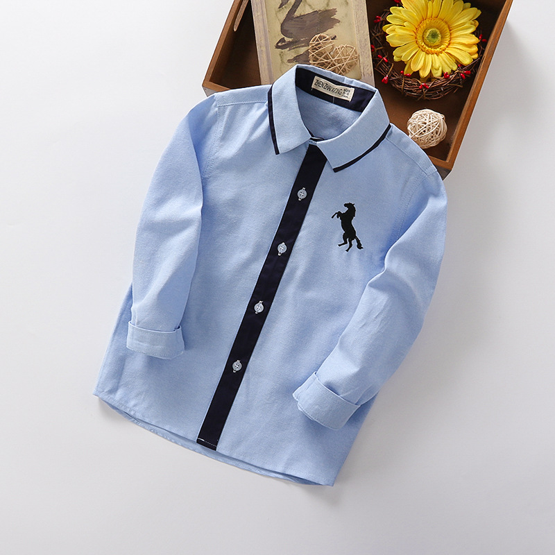 Boys' long sleeve shirt spring and autumn children's shirt primary school shirt school uniform performance clothing factory direct sales