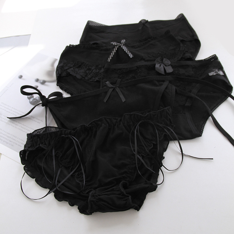 Black Japanese style 2 lace +3 cotton women's underwear cotton crotch cotton women's underwear wholesale