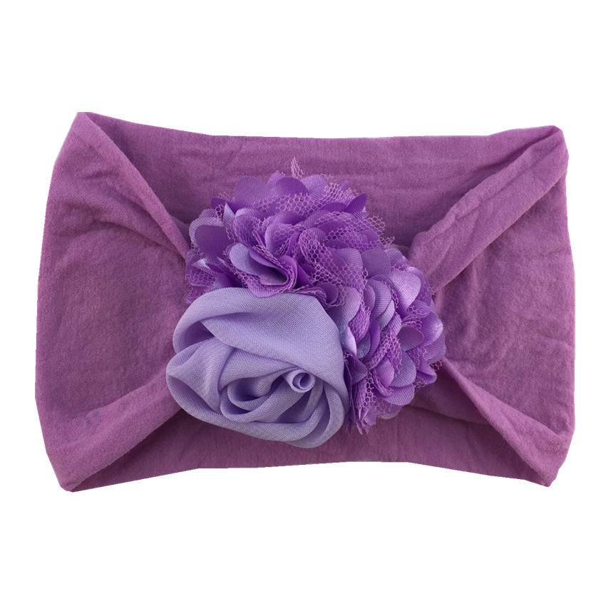 American hot sale soft nylon hair band chiffon flower wide headband fashion Children's combination headdress spot direct sale