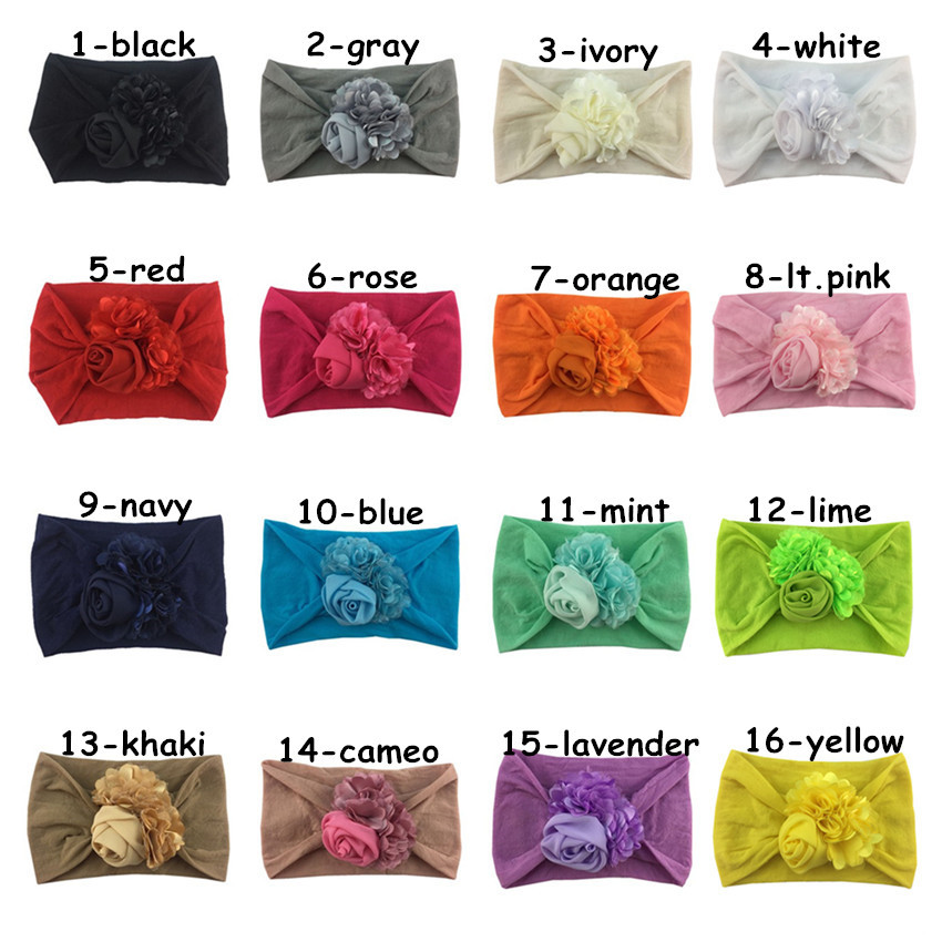 American hot sale soft nylon hair band chiffon flower wide headband fashion Children's combination headdress spot direct sale