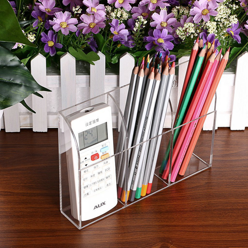 Acrylic remote control storage box transparent single grid three grid nail-free wall-mounted home office storage rack Amazon