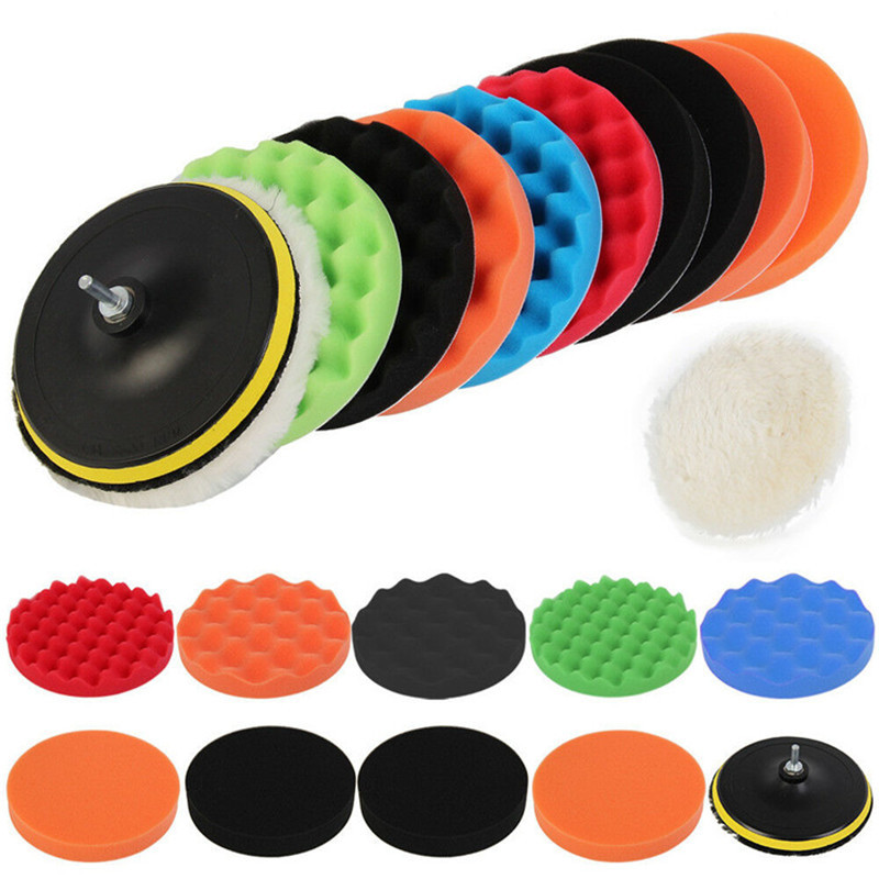 Cross-border car beauty polishing and waxing sponge disc 12-piece set 3/4/5/6/7 inch sponge wheel polishing disc pad