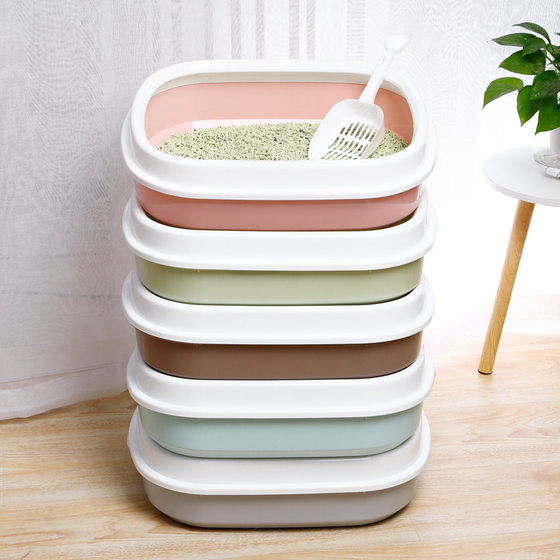 Cat litter box wholesale in stock semi-closed splash-proof Oval cat litter box high edge free cat litter shovel cat toilet free shovel