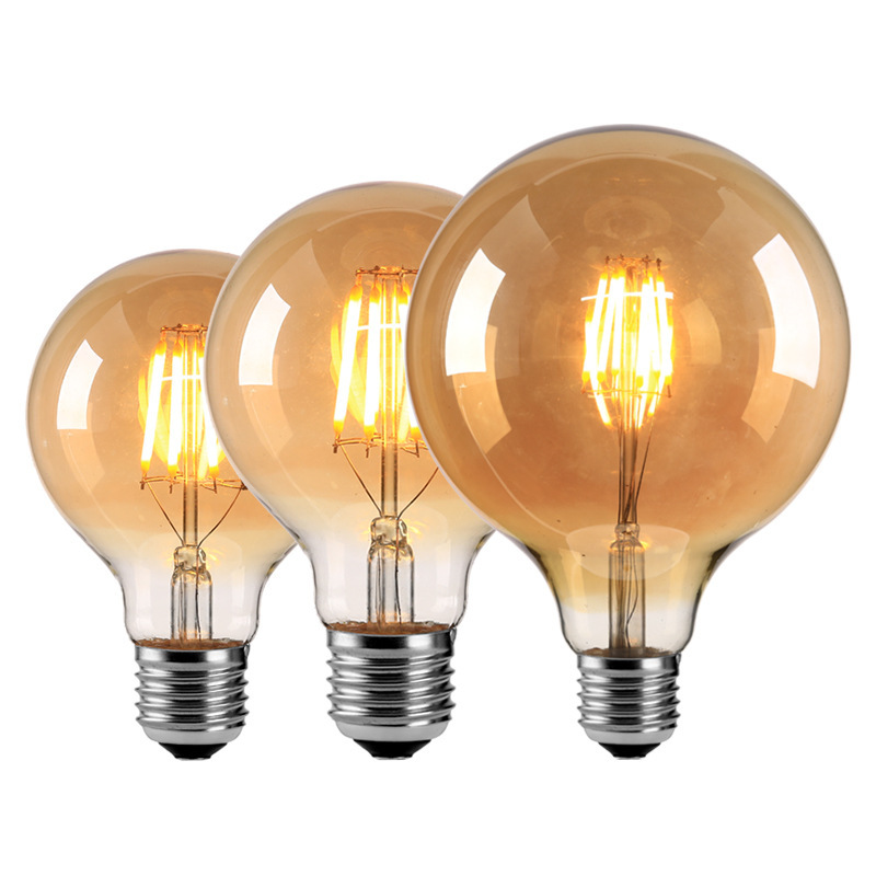 Ledエジソン電球フィラメントランプ模造タングステンランプ茶色琥珀色g80e27レトロ装飾電球|undefined