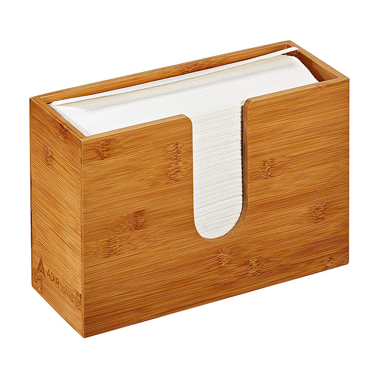Factory Direct Supply Bathroom Kitchen Living Room Home Bamboo Tissue Dispenser Wall-mounted Countertop Folding Hand Napkin Box