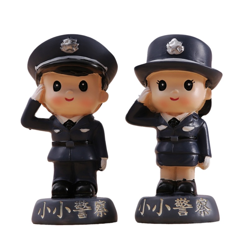 Creative Mini Police Doll Model Doll Handmade Car Decoration Cake Baking Decorations Holiday Gift