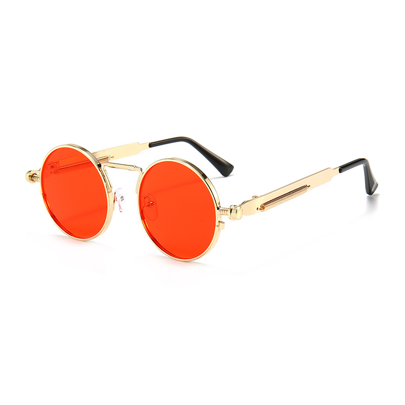 New Style Prince Mirror Round Steampunk Sunglasses Retro Sunglasses Spring Glasses Legs Metal Thin Side Too Glasses