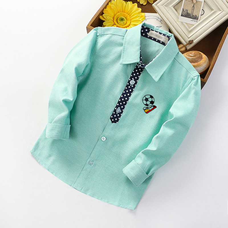 Boy's Shirt Long Sleeve Children's Shirt Children's Shirt Boy's Shirt Spring and Autumn Factory Spot Boy's Shirt