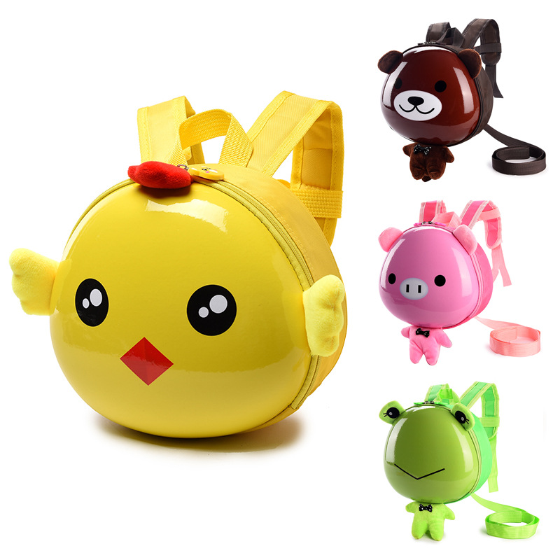 Preschool Cartoon School Bag for Children 1-3 Years Old, Boys and Girls Dual Shoulder Anti-Lost Backpack Cute Little Chicken Hard Shell Trendy Bag