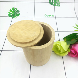 Cross-border wholesale bamboo tea bucket solid wood tea packaging box bamboo cylinder cleansing cotton storage wooden box wooden bucket