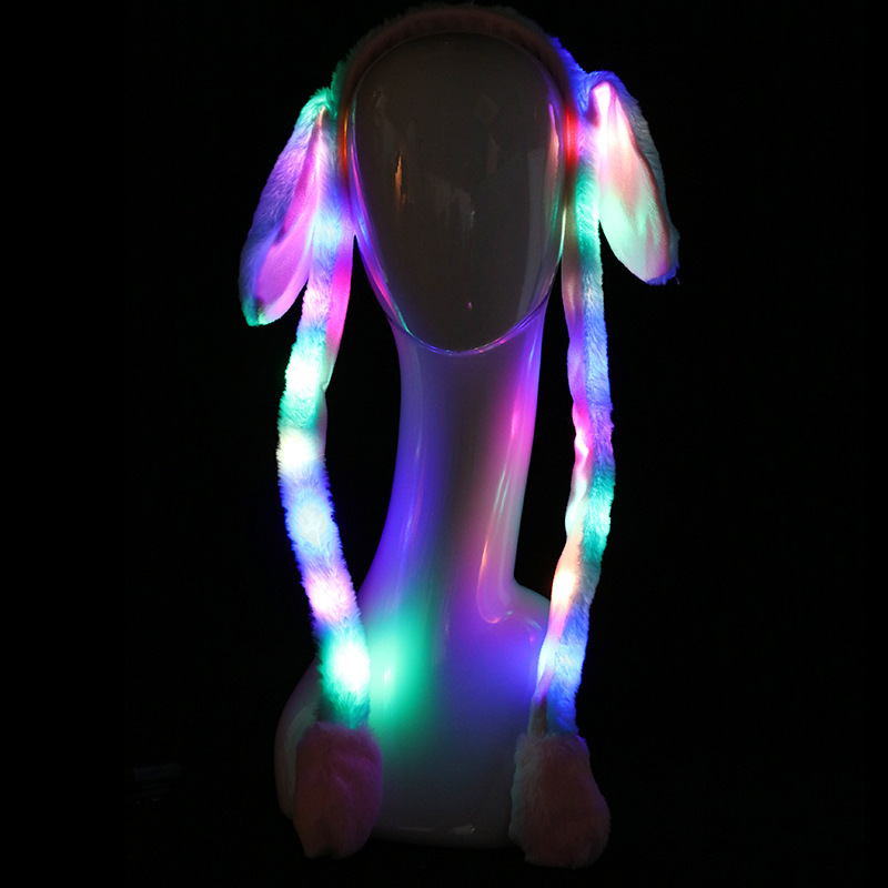 スポットの熱売振音が同じで動くウサギの耳のカチューシャが耳をつまんで動くledランプのかわいいエアバッグ帽|undefined
