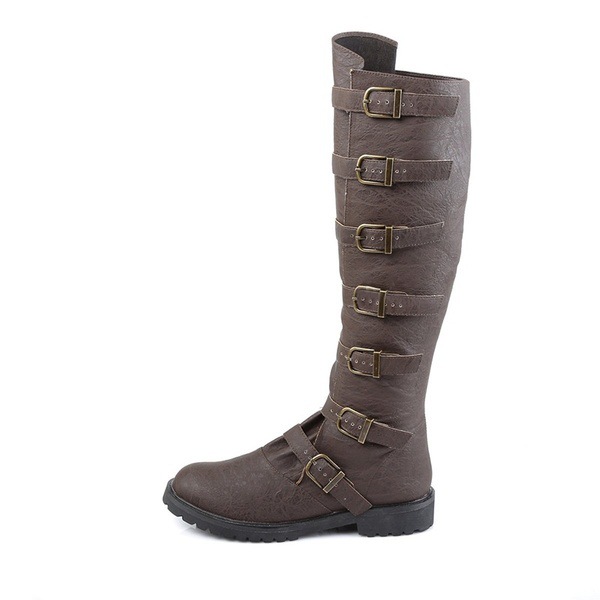 WISH  supply large size men's boots Knight boots motorcycle buckle boots flat heel cross-border foreign trade 40-48_voghion.com