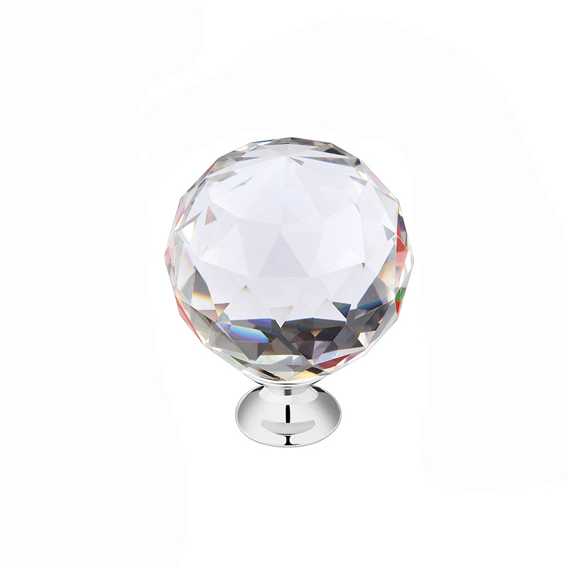 Crystal Ball Handle Light Luxury Crystal Ball Glass Handle European Style Modern Cabinet Drawer Wardrobe Bathroom Door Handle