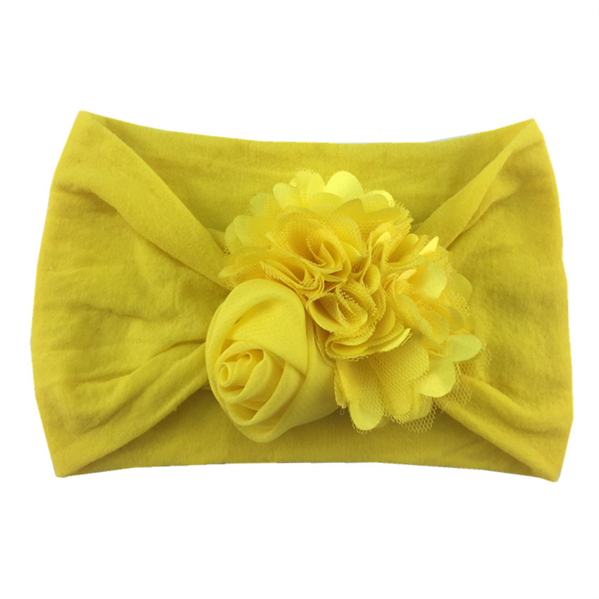 American hot sale soft nylon hair band chiffon flower wide headband fashion Children's combination headdress spot direct sale