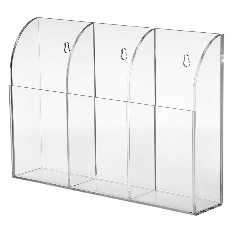 Acrylic remote control storage box transparent single grid three grid nail-free wall-mounted home office storage rack Amazon