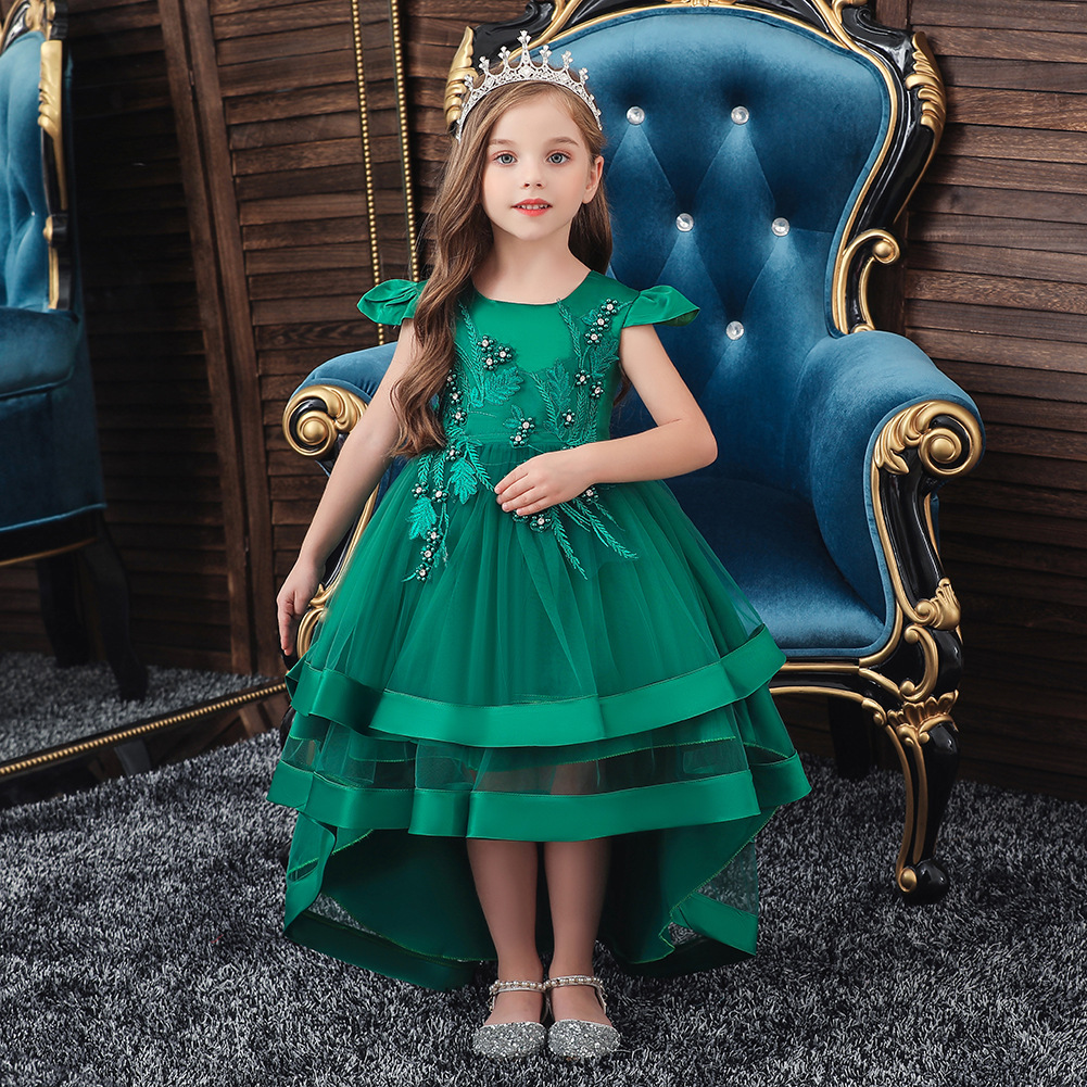 Jin Luoer Hot Selling Children's Wedding Dress Catwalk Performance Dress Girl's Tail Princess Dress Christmas Dress Red