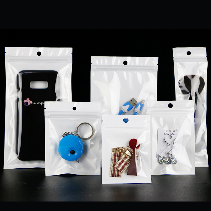 Pearlescent bag sealed zipper bag self-sealing bag transparent yin and yang bone plastic self-sealing bag mobile phone case packaging bag